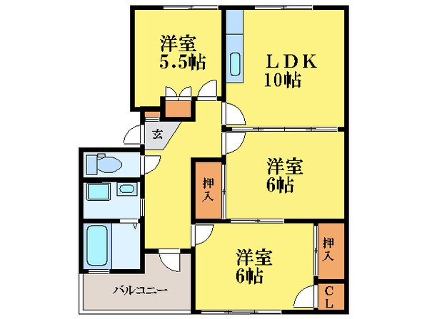 府中駅 徒歩25分 3階の物件間取画像